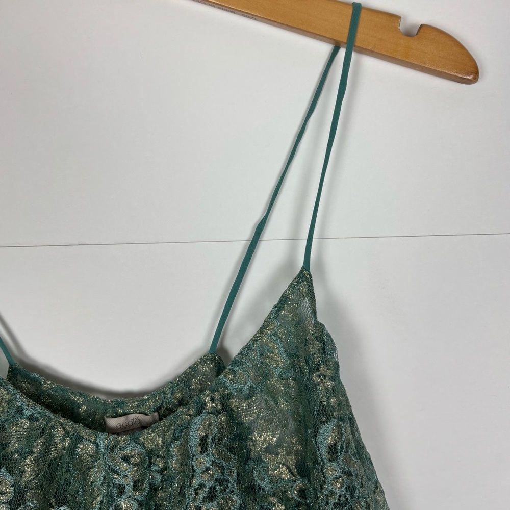 Urban Outfitters Ecote Lace Tiered Nylon Metallic Teal Tank Top Small Fairy - Picture 4 of 7